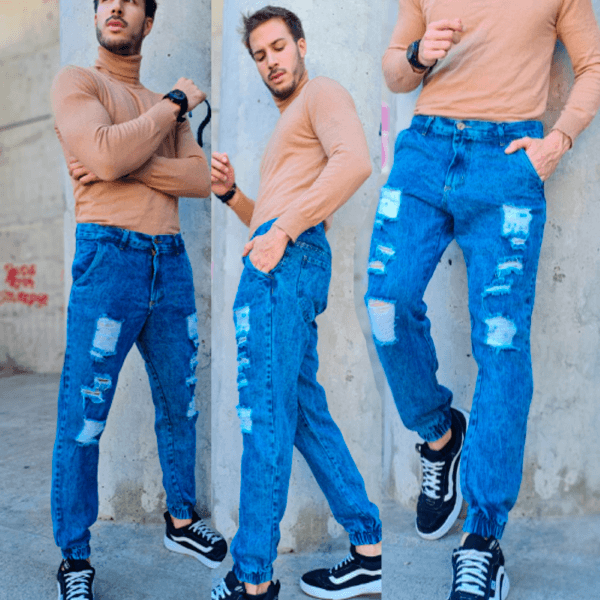 Jean Jogger rígido nevado roto